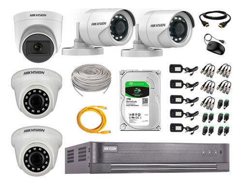 Cámaras Seguridad Kit 5 Full Hd 1tb | 1 Camara C/ Microfono