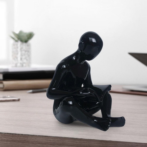 Lector Estatua Figuras Coleccionables Pensador Negro