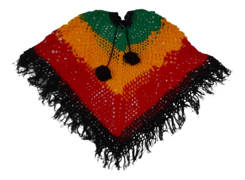 Poncho Lana Crochet Artesanal Reggae Rasta Jamaica S/m - L