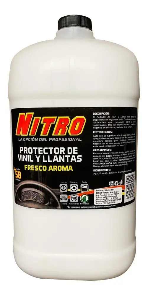 Protector de Vinil y Llantas Nitro 4L Limpieza y Brillo Interior Auto
