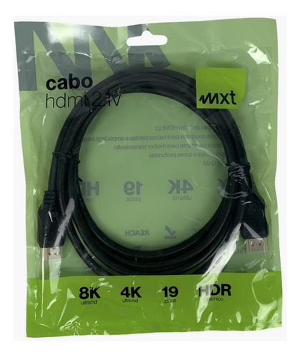 Cabo Hdmi 2m 8k 2.1v Hdr Dinamico Gold Od: 6.3mm 19p Mxt