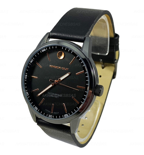 Reloj Knock Out Hombre Cuero Caballero Marron Analogo 2590