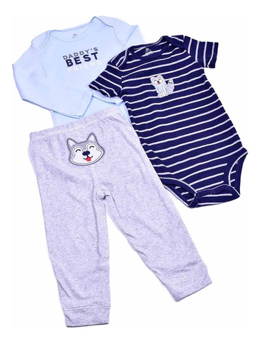 Conjunto 3 Pzas Ropa De Bebé Pañalero Pantalón Niño Niña