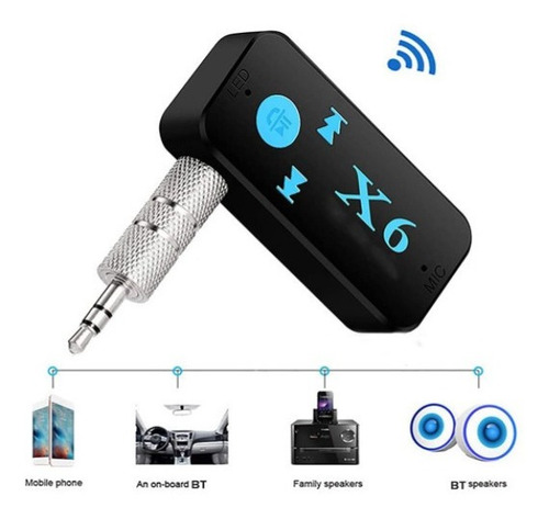 Imagen 2 de 4 de Adaptador Bluetooth X6 Con Plug Jack 3.5mm Para Carro