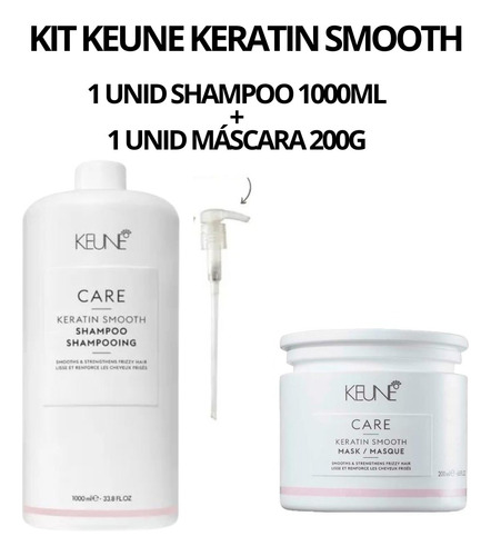 Kit Keune Keratin Smooth Shampoo 1000ml + Máscara 200g