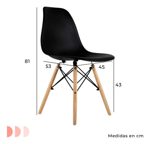 Mesa Con Sillas Eames Comedor Moderno Minimalista Vintage Color Madera/Negro