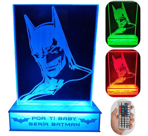 Lampara Led Batman Dc Multicolor Con Base Personalizada  