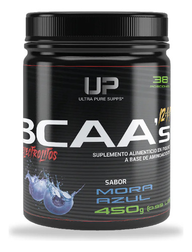Ultra Pure Supps Bcaa 12:1:1 Electrolitos 450 G 37 Servs Sabor Mora Azul