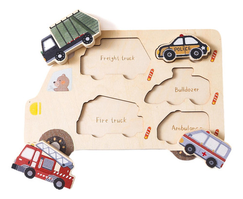 Rompecabezas De Madera Montessori Para Niños, Coches