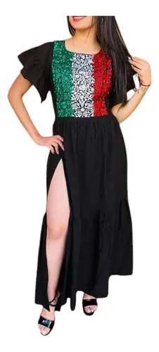 Vestido largo tricolor sale