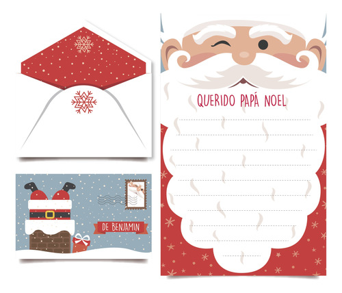 Kit Imprimible Carta Y Sobre Papá Noel Mod 1