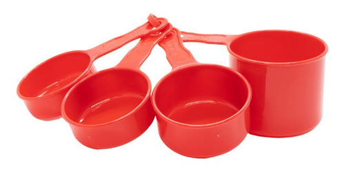 Jogo De Xícara Medidora Kit 4peças Resistente Para Cozinha Cor Vermelho