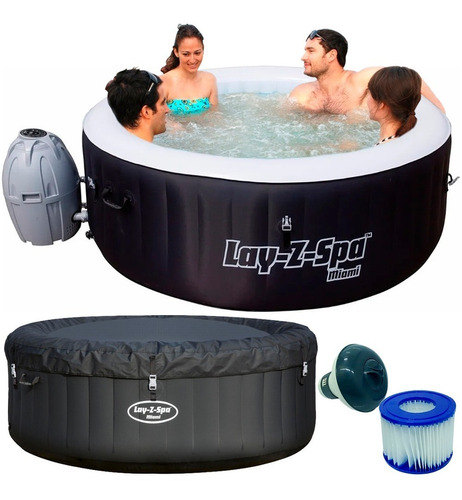 Piscina Con Hidromasaje Inflable Lay-z-spa Miami + Cobertor