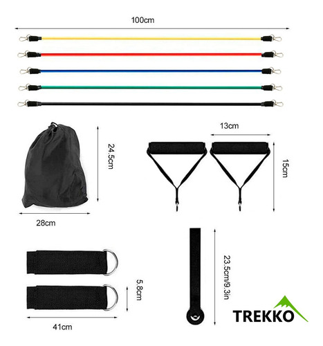 Set 5 Bandas Tiraband Látex + Kit 5 Bandas Tubo Intensidades
