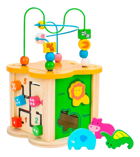 Juego Cubo De 6 Actividades,en Madera, Primera Infancia.
