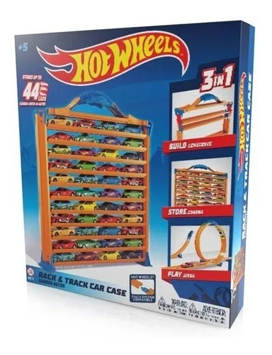 Hot Wheels Valija Pista 3 En 1 Guarda 44 Autos