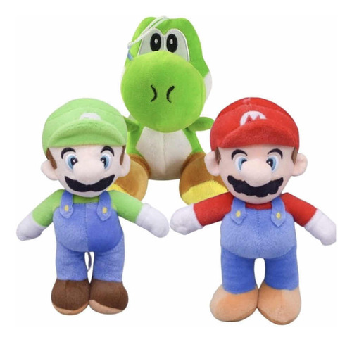 Peluche Mario Bross Luigui Y Yoshi 25 Cm