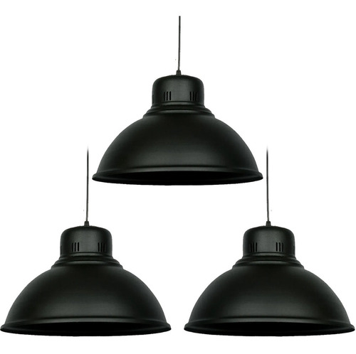 Lámpara colgante led de techo Teslamp T-380X3 color negro 220V 3 unidades