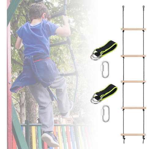 Escalera De Cuerda Para Columpio De Madera, 5 Secciones,
