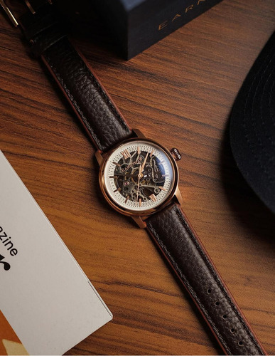 Reloj Automático Earnshaw Hombre Cornwall Roman Rose Gold Correa