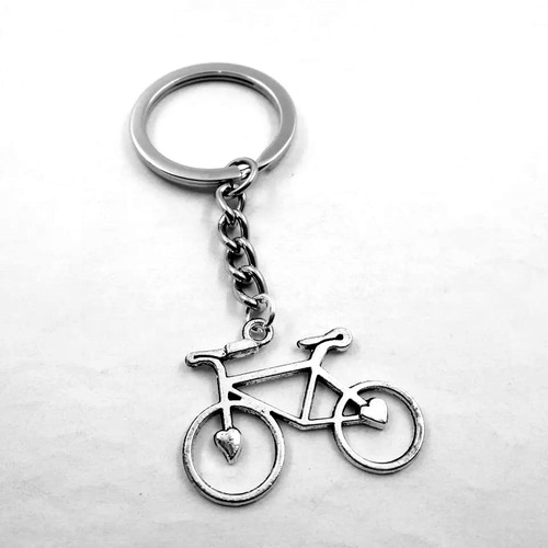 Llavero Ciclista Bicicleta De Metal Cromado
