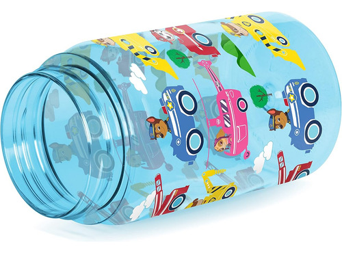 Botella De Agua Con Tapa Pajilla Paw Patrol De Niños Azul
