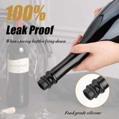 Protector De Vino Con 4 Tapones Al Vacío Reutilizables