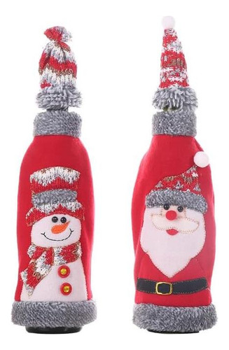2pcs Cubiertas De Botellas De Vino De Navidad De Santa Santa