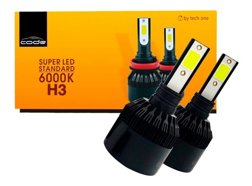 Kit Lâmpada Led H3 Code Tech One 6000k Carro Moto Caminhão