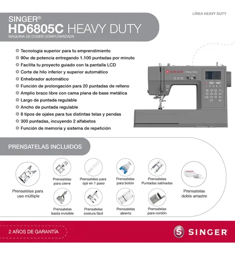 Máquina De Coser Singer Heavy Duty Hd6805c Computarizada