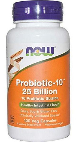 Ahora Probiótico-10 25 Mil Millones,100 Cápsulas De Verdura