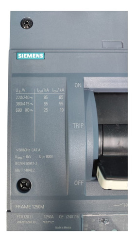 Disjuntor 3p 1250a 85ka 690v 3va2 3va2612-5hl32-0aa0 Siemens