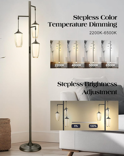 Lámpara De Pie Moderna Regulable, Lámpara De Pie De 3 Luces