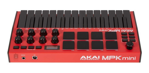 Imagen 3 de 3 de Akai Mpk Mini Mk3 Controlador Midi, Stock Inmediato. Color Rojo