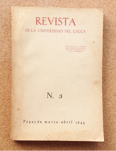  Revista Popayan 1944 Libro Universidad Del Cauca   