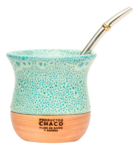 Mate Chaquito Ceramica Bombilla + Funda Elemental Para Mama