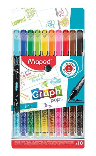 Marcador Para Colorear Punto Fino 10 Piezas Graph Peps Maped