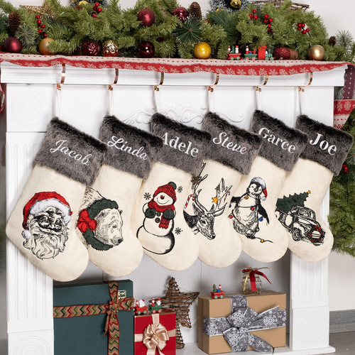 Calcetín De Navidad Bordado Suave Para Decoraciones 2023