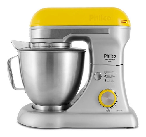 Batedeira Planetária Philco 800w Pbp800am Turbo Inox Cor Amarelo Frequência 60 110V