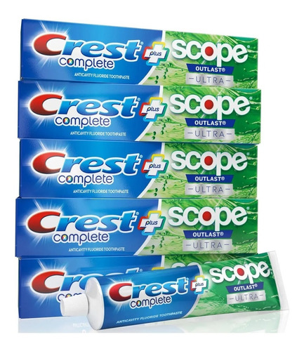 Pasta De Dientes Crest Scope Ultra, Paquete De 178 G Con 5