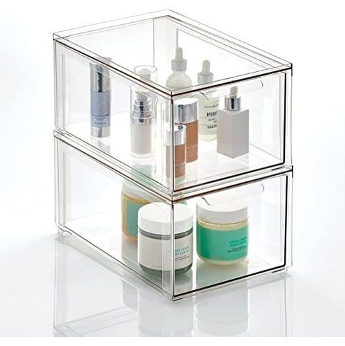 Plastic Stackable Bathroom Storage Organizer Bin With P...