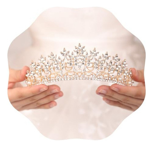 Diadema De Niñas Jwicos Corona De Tiara De Perlas De Cristal