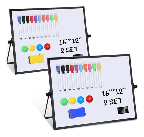 Juego De 2 Pizarras Blancas Magnéticas De Escritorio 40x30 C