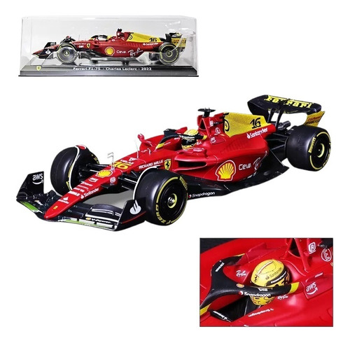W Burago 1:24 Ferrari F1-75 2022 #16 Leclerc Monza Fórmula 1