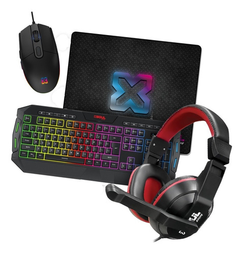 Combo Gamer Teclado+mouse+auricular C/ Mic+mousepad Cuota