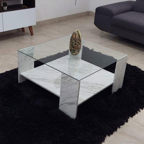 Mesa De Centro Moderna Para Sala De Estar Mármol Blanco