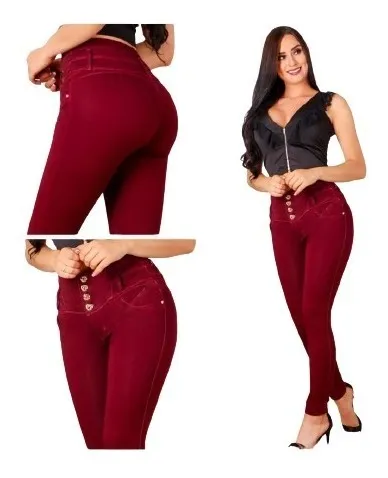 Jeans vinotinto mujer sale
