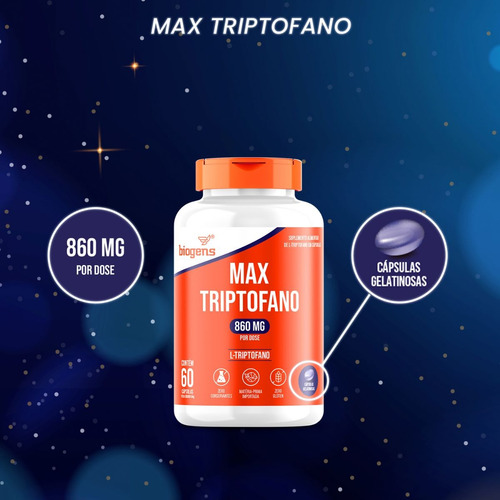 Kit 3 Max Triptofano 860mg Concentração Máxima 60 Cápsulas