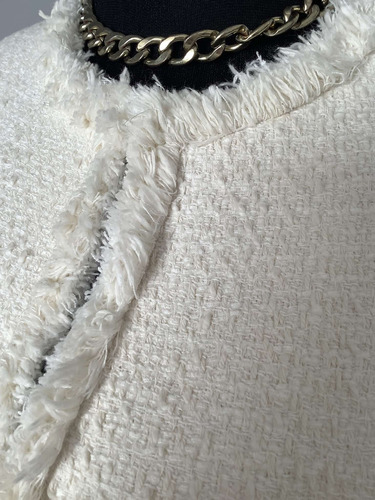 Po Chaquetón Crema Con Beige Zara Basic, Talla S (Usado)