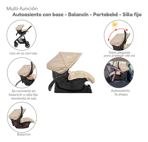 Carriola D Bebe Travel System Prince Con Autoasiento Color Negro Chasis Arena